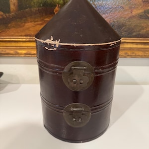 Antique Leather Hat Box - Etsy display picture 1