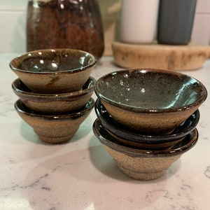 Gorgeous Set of Six Handmade Mini Ceramic Bowls, Soy Sauce, Ring Dish