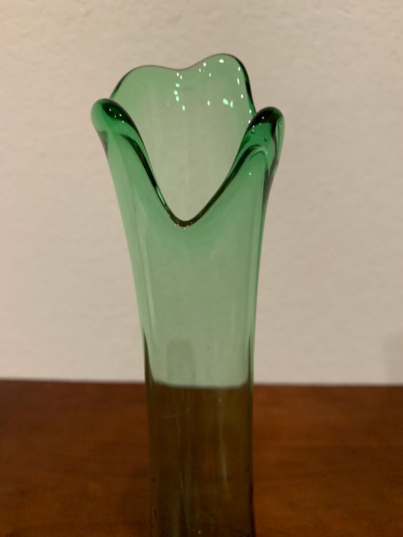 Midcentury Modern MCM Swung Glass Vase Green Etsy