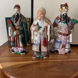 Vintage Chinese Fu, Lu, Shou Porcelain Figurines/Statues