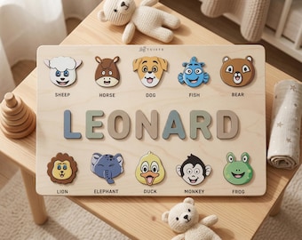 Personalized Wooden Name Puzzle for Boys — 2 Year Old Birthday Gift, Custom Toddler Toy