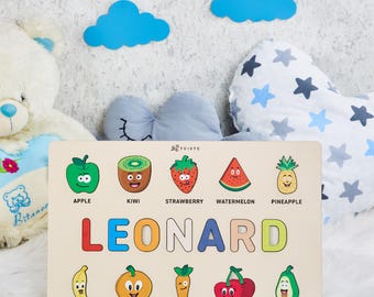 Personalized Name Puzzle, Montessori Wooden Toy, Baby Gift