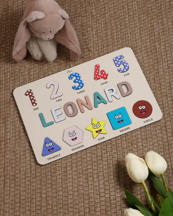 Personalized Name Puzzle Busy Board, Wooden Montessori Toy