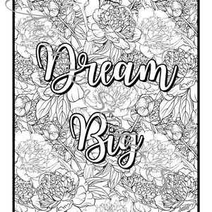 Motivational Quote Coloring Page &quot;Dream Big&quot;