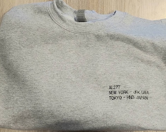 BF inspiriertes besticktes Crewneck Flugzeug Ticket
