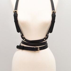 Punk Leather Waist Belt | Wide Waist Belt | Leather Suspenders Belt | Party Outfit Belt | Lara Croft Harness Belt | Punk Harness Waist Belt