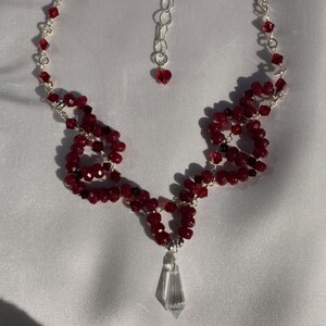 be my valentine ~ .925 sterling silver reflective sun catcher garnet valentines day necklace hand wrapped