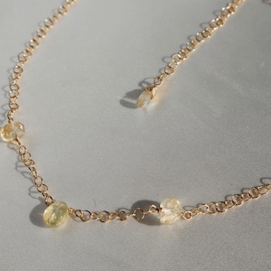 Citrine Rain ~ 12-14k gold filled simple chain high grade aaa gemstone citrine crystal adjustable handmade necklace abundance manifestation