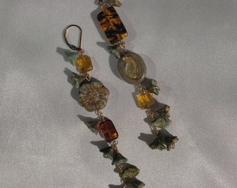 Beautiful Chaos ~ 12-14k gold filled vintage floral czech glass