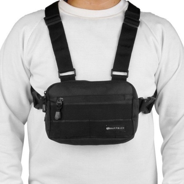 Premium Black Сhest Bag, Bikers Bag, Tactical Crossbody Bag, Sling Cross Bag, Tactical Gear, Chest Rig Pack, Military Vest, Cordura Bag V2