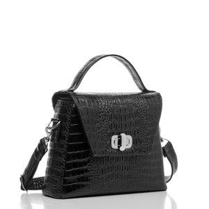 Bolso aislado - Cocodrilo negro - Hecho en Michigan por Pranzo Bags, LLC - Tecnología patentada + 12 funciones inteligentes