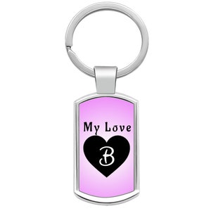 Llavero con nombre y letra de corazón personalizado de My Loves para niños, regalo para mamá, abuela, nana, esposa, corazones de amor, amor de niños