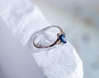 Oval Sapphire Ring: Minimalist Blue Gemstone Band, Ocean Inspired Jewelry