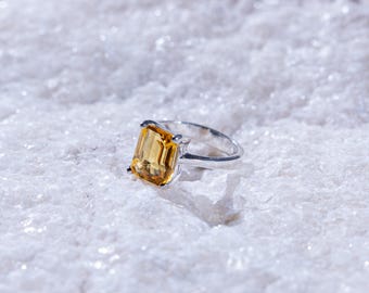 Aurelia Large Citrine Rectangular Ring