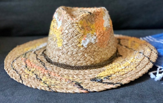 Hand Painted Straw Hat - Etsy