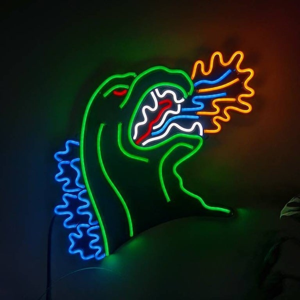 Godzilla Neon Sign LED, Godzilla Wall Art, Trendy Neon Sign, Godzilla Light Sign