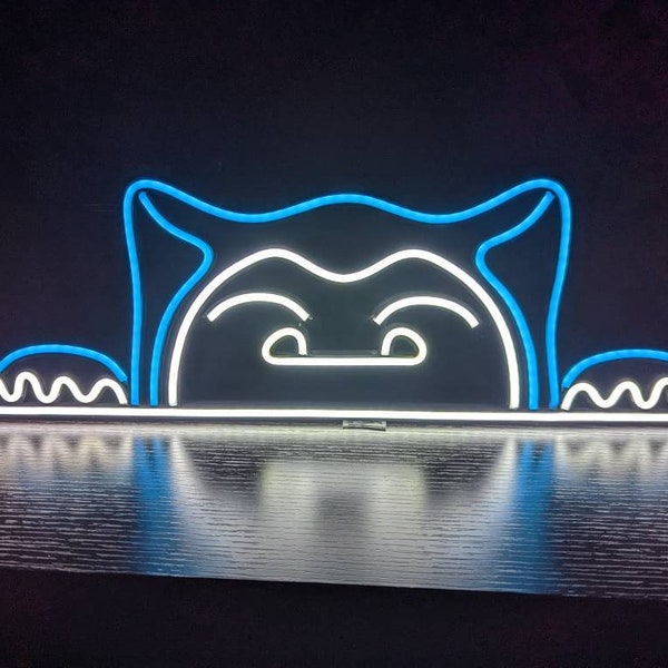 Snorelax Neon Sign LED (Pokemon Anime), Art mural, Enseigne au néon tendance, Enseigne lumineuse