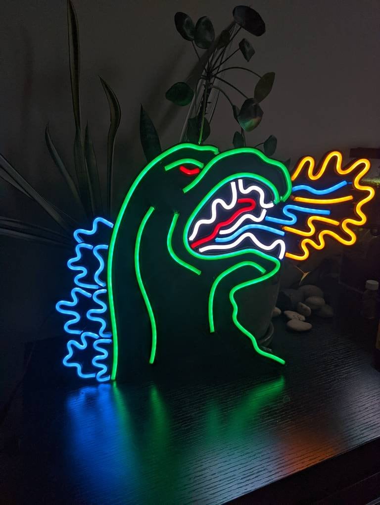 Godzilla In Neon Love Art Tumblr Bottle