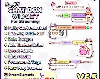 Happy Chat Box Widget for Twitch, Fully Customizable Colors, Images, Roles, Chatbox for Twitch YouTube StreamElements OBS Streamer.bot