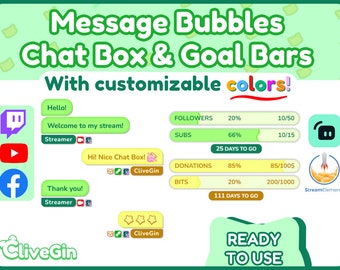 Message Bubbles Chat Box and Goal Bars for Streaming - Chatbox for Twitch, Youtube, Facebook, Customizable Streamlabs Widgets StreamElements