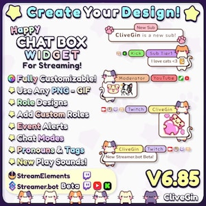 Happy Chat Box Widget for Twitch, Fully Customizable Colors, Images, Roles, Chatbox for Twitch YouTube StreamElements OBS Streamer.bot
