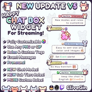 Widget Happy Chat Box pour Twitch, entièrement personnalisable avec vos propres images, rôles, Chatbox pour Twitch Widget StreamElements personnalisable OBS