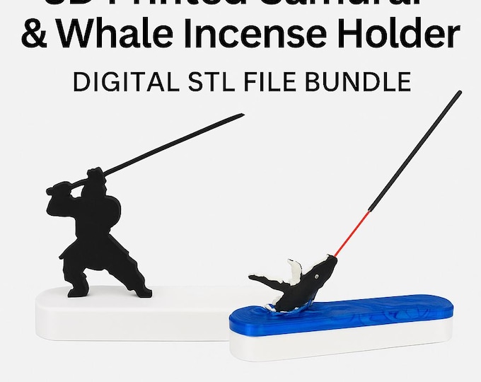 3D Printed Samurai & Whale Incense Holder Bundle | Unique Incense Burner STL Files | Digital Download