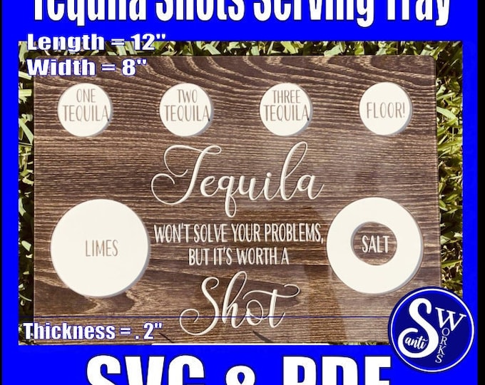 Tequila Flight Tray SVG/PDF: Shots, Lime & Salt Tray