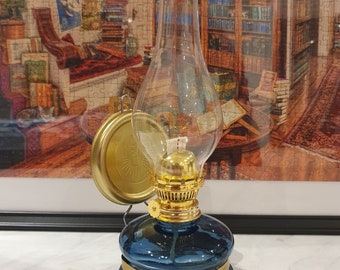 Oil Lamp Classic Blue Vintage Design Handmade / Kerosene, Paraffin, Oil Lamp, Wall Lamp, Lantern