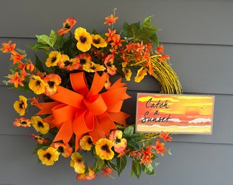 Summer Wreath; Sunset Wreath; Sun Door Hanger; Beach Door Hanger; Beach Wreath; Sunset Door Hanger