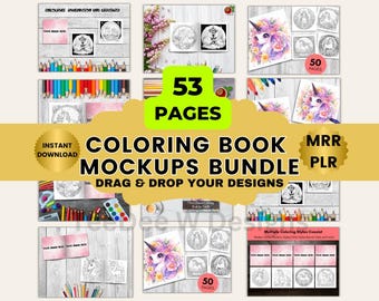 Modelli di libri da colorare MRR, diritti di rivendita master, PLR, modelli di pagine da colorare, 53 pagine, modelli di inserzioni Etsy, KDP A+, modelli Canva,