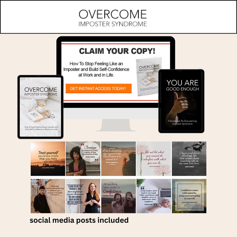 Overcome Imposter Syndrome Video Course & Ebook, MRR, Master Resell Rights, Reseller Kit, Self Help Course, Self Esteem, Mental Health image 2