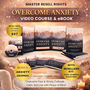 Corso video e ebook per superare l'ansia MRR Bundle, Master Resell Rights, Auto-aiuto, ebook sull'ansia, tecniche di coping, diario bonus