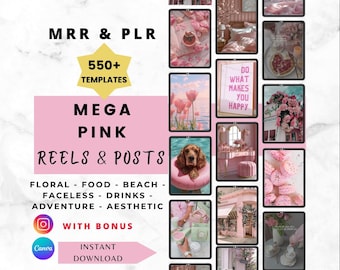 MRR Faceless Reels Pink Coquette Posts Bundle Aesthetic Master Resell Rights, Faceless Digital Marketing, DFY, Done For You