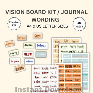 Vision Board Printable Inspirational Quotes & Words Vision Board