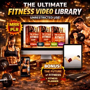 MRR Ultimative Fitness Video Bibliothek, PLR, Master Wiederverkaufsrechte, Gym Trainer, Personal Trainer, Gesundheit & Fitness,Passives Einkommen, Planer