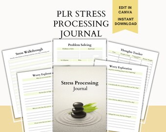 Stress Processing Journal, PLR Journal, Private Label Rights, Stress Prompts, Editable in Canva, Mental Health Journal, Stress Tracker,