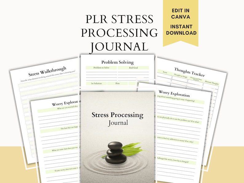 PLR Stress Processing Journal. edit in Canva. Instant download