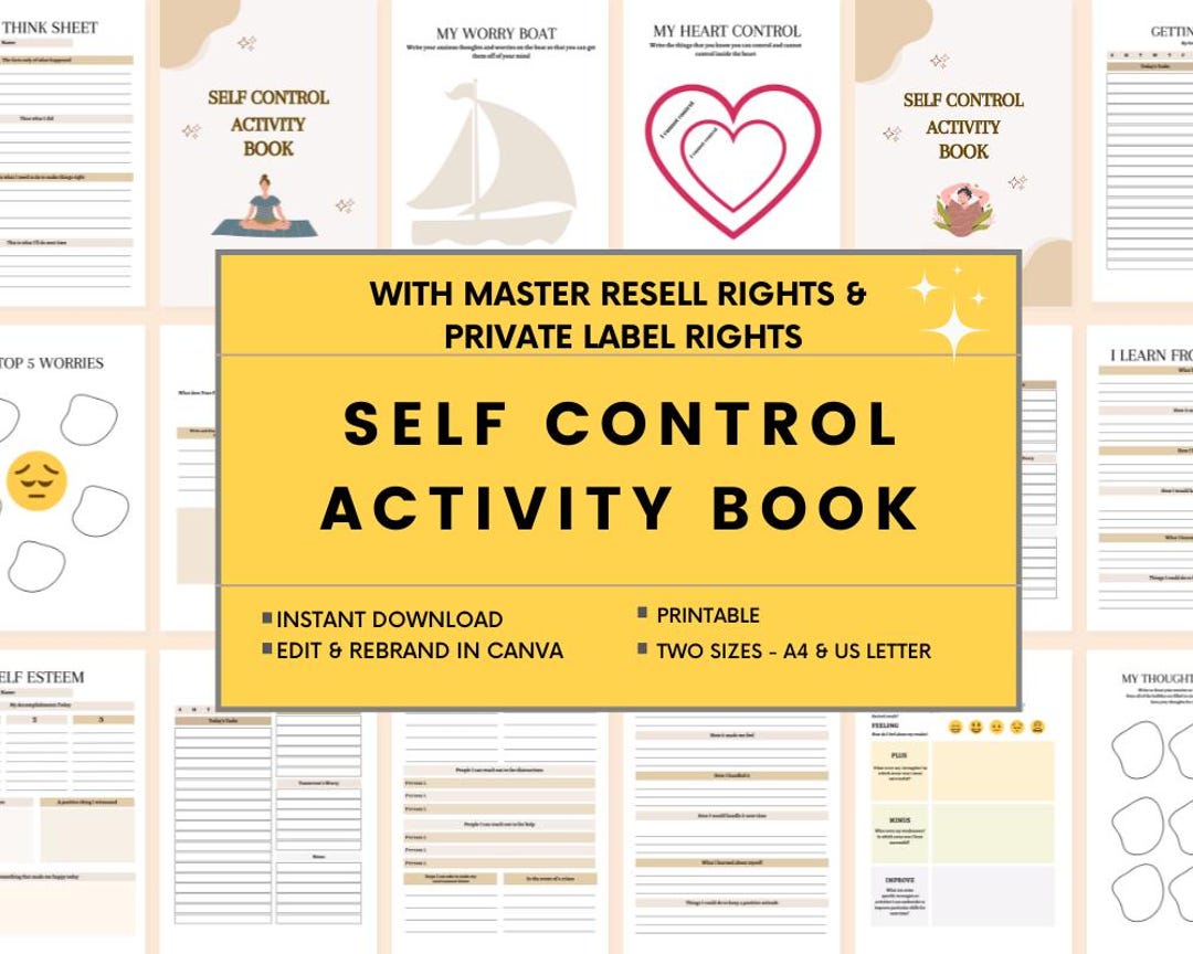 Ultimate Self Control Activity Workbook MRR PLR, Therapy Worksheets ...