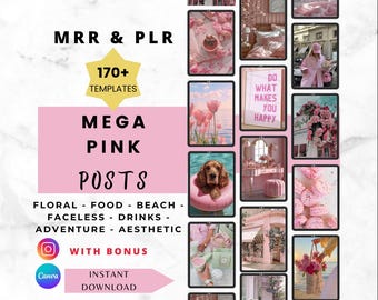 MRR Faceless Pink Posts PLR IG Posts, Master Resell Rights, Digital Marketing dfy