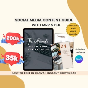 Ultimate Social Media Content Guide PLR MRR, Private Label Rights, Master Resell Rights, Digital Marketing, DFY ebook, Instant Download