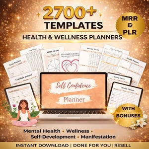 MRR Planners Bundle Mental Health PLR  DFY Planners Self Help Journals Trackers, Master Resell Rights Editable in Canva Templates Download
