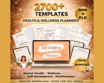 MRR Planners Bundle Mental Health PLR  DFY Planners Self Help Journals Trackers, Master Resell Rights Editable in Canva Templates Download
