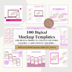 Digital Mockups Bundle Templates, 100 Mockups, Etsy Listings Mockups, Amazon A+ Content, Course Creators, Ebook Mockup, Book listings