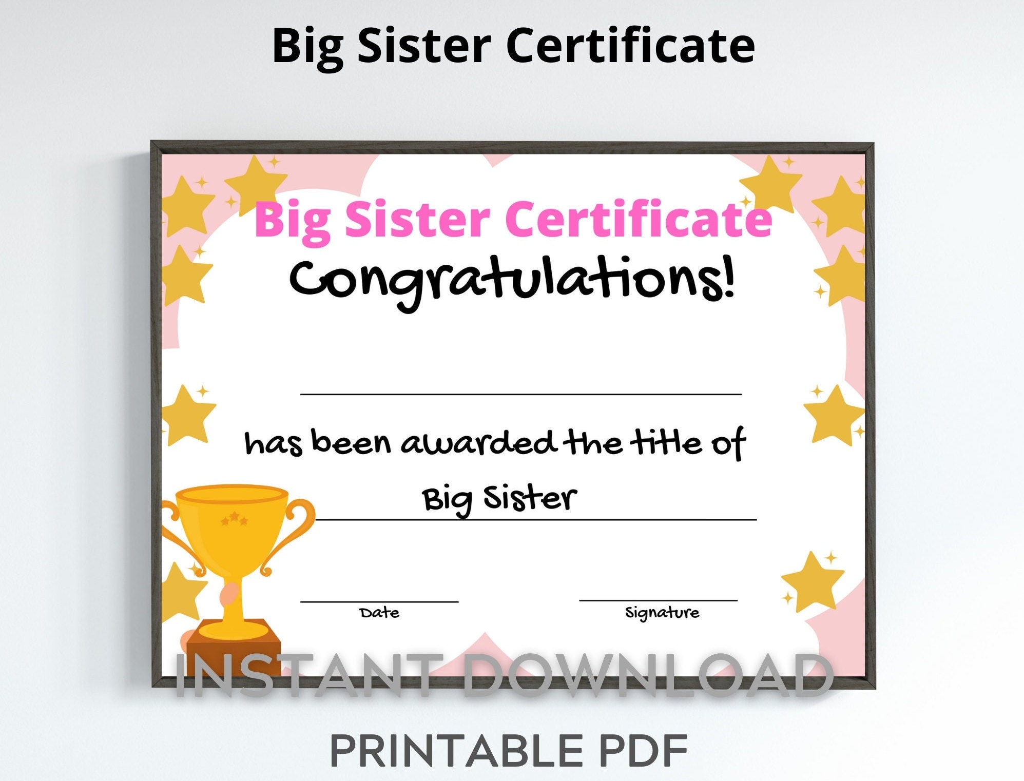 Free Printable Big Sister Certificate Printable Templates