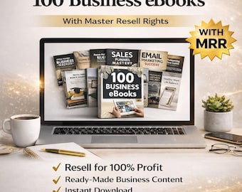 PLR 100 Business eBooks Bundle MRR, Master Resell Rights, Learn Business & Entrepreneurship Done For You Guides, Passive Income, Download