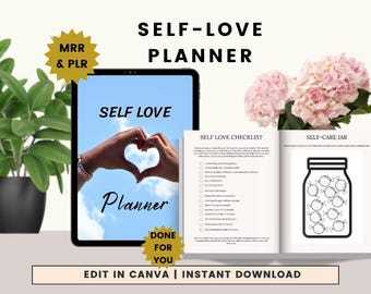 MRR Self-Love Planner, PLR Planner, Master Resell Rights, Private Label Rights, Mindfulness Journal, Self Care Planner, Canva Template