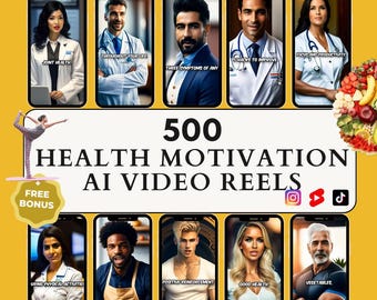 500 Health Motivation Video Reels Bundle AI Reels Motivational Instagram YouTube TikTok, Ready to Use Health and Wellness reels