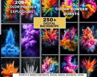 250+ Color Explosion Backgrounds Bundle, Color Burst Backdrops, Sports Portraits, Zoom, UHD Digital Download JPG, 2 Bonuses