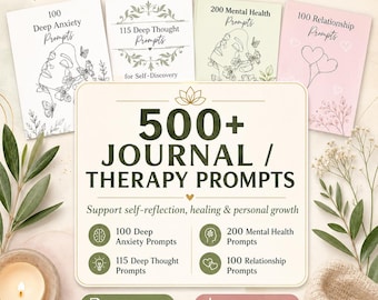 Journal Prompts Bundle Therapy Prompts MRR PLR Printable Self Help Prompts Reflection Mental Health Relationships, Canva Templates Download,